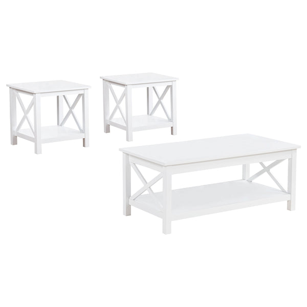 Coaster Skyview 3-Piece Rectangular Lift Top Coffee Table Set White