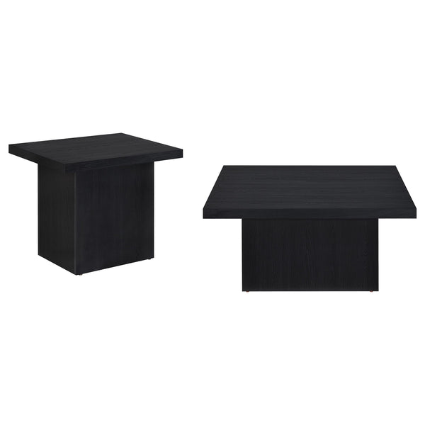 Coaster Devar 2-Piece Square Cocktail Coffee End Table Set Black
