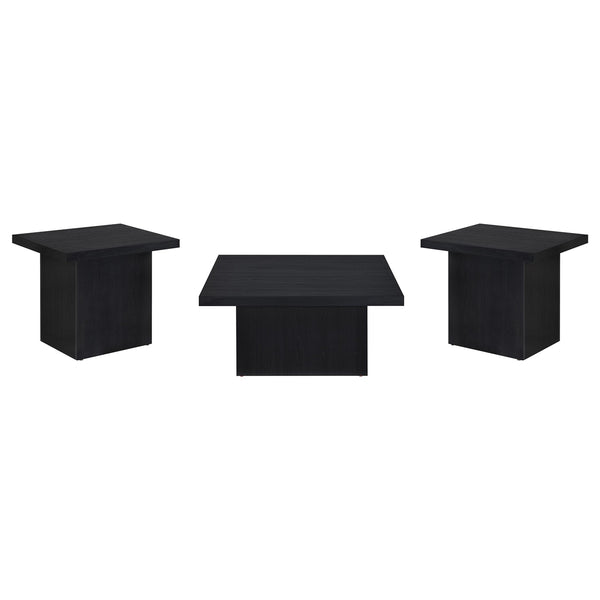 Coaster Devar 3-Piece Square Cocktail Coffee End Table Set Black