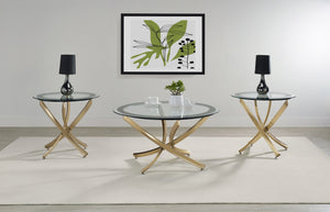 Coaster Brooke 3-Piece Round Coffee & End Table Set Rose Brass