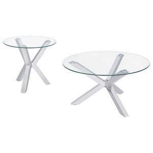Coaster Kenzie 2-Piece Round Coffee & End Table Set Chrome