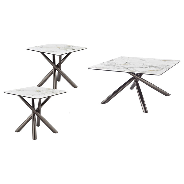 Coaster Carvell 3-Piece Square Coffee & End Table Set Mirage White