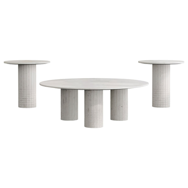 Coaster Astoria 3-Piece Marble Coffee & End Table Set White