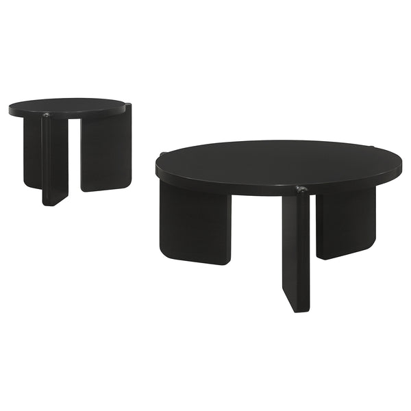 Coaster Cordova 2-Piece Solid Wood Coffee & End Table Set Black