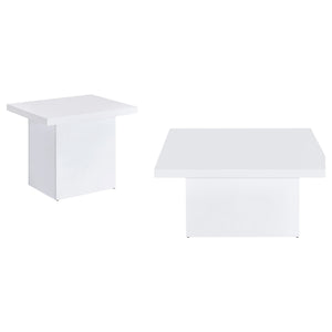Coaster Devar 2-Piece Square Coffee End Table Set White High Gloss