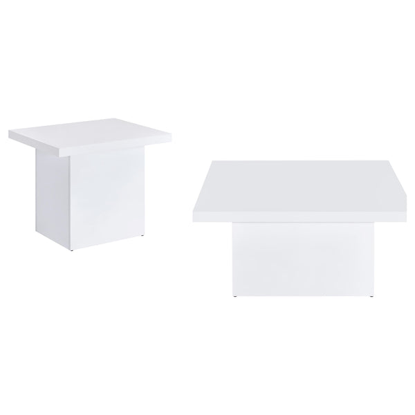 Coaster Devar 2-Piece Square Coffee End Table Set White High Gloss