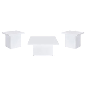 Coaster Devar 3-Piece Square Coffee End Table Set White High Gloss