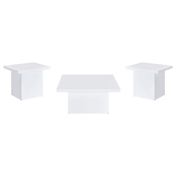 Coaster Devar 3-Piece Square Coffee End Table Set White High Gloss
