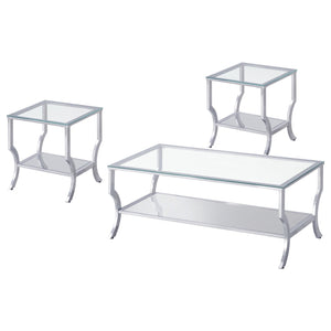 Coaster Saide 3-Piece Glass Top Coffee & End Table Set Chrome