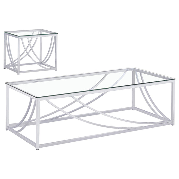 Coaster Lille 2-Piece Glass Top Coffee & End Table Set Chrome