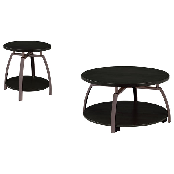 Coaster Dacre 2-Piece Round Coffee & End Table Set Dark Charcoal
