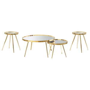 Coaster Kaelyn 4-Piece Round Coffee & End Table Set Gold