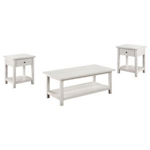 Coaster Payne 3-Piece Coffee & 1-Drawer End Table Set White