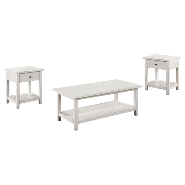 Coaster Payne 3-Piece Coffee & 1-Drawer End Table Set White
