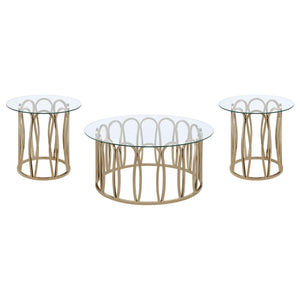 Coaster Monett 3-Piece Coffee & End Table Set Chocolate Chrome