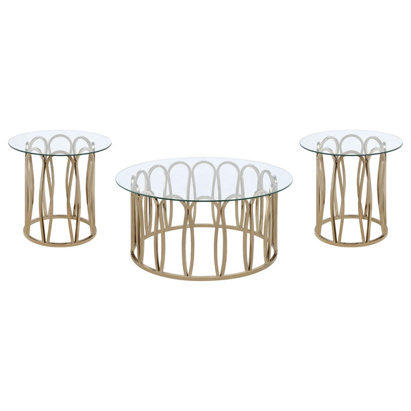Coaster Monett 3-Piece Coffee & End Table Set Chocolate Chrome
