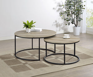 Coaster Lainey 2-Piece Round Nesting Coffee Table Distressed Pine