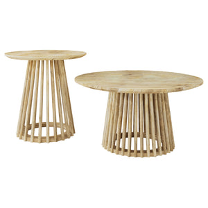 Coaster Touhy 2-Piece Round Coffee & End Table Set Natural Mango
