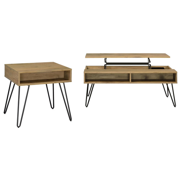 Coaster Fanning 2-Piece Lift Top Coffee & End Table Set Golden Oak
