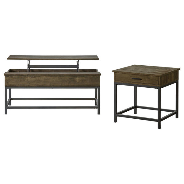 Coaster Byers 2-Piece Lift Top Coffee & End Table Set Brown Oak