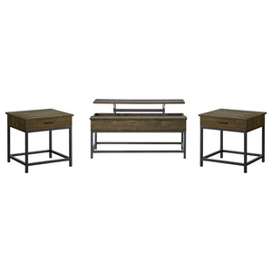 Coaster Byers 3-Piece Lift Top Coffee & End Table Set Brown Oak