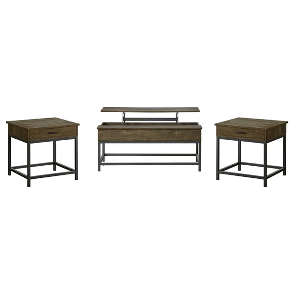 Coaster Byers 3-Piece Lift Top Coffee & End Table Set Brown Oak