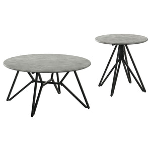 Coaster Hadi 2-Piece Round Smarttop Coffee & End Table Set Cement