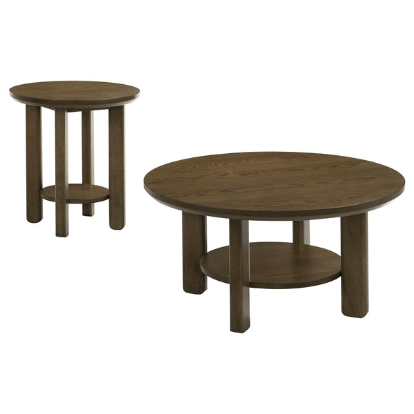Coaster Ottowa 2-Piece Round Wood Coffee Table Set Brown