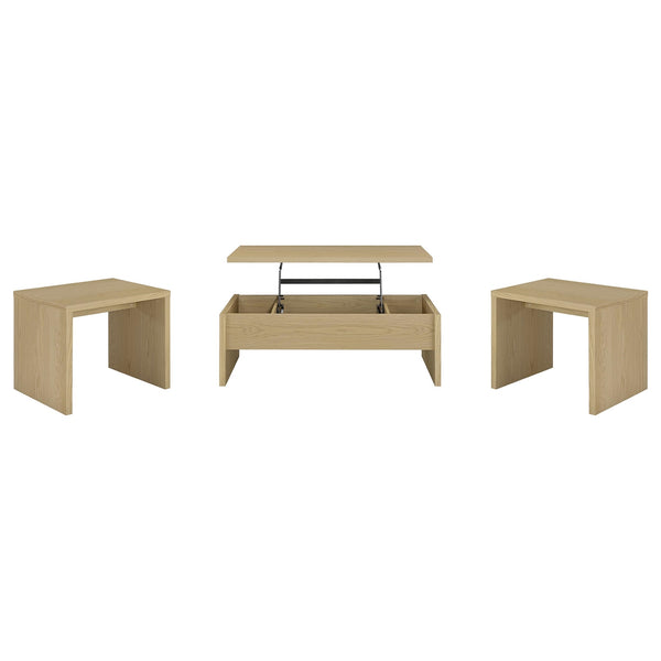 Coaster Canoga 3-Piece Lift Top Cocktail Coffee Table Set Light Oak