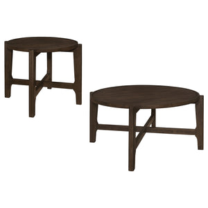 Coaster Cota 2-Piece Solid Wood Coffee & End Table Set Dark Brown