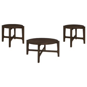 Coaster Cota 3-Piece Solid Wood Coffee & End Table Set Dark Brown