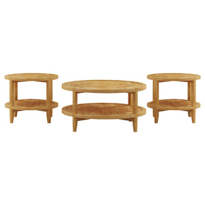 Coaster Camillo 3-Piece Round Coffee & End Table Set Maple