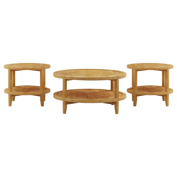Coaster Camillo 3-Piece Round Coffee & End Table Set Maple