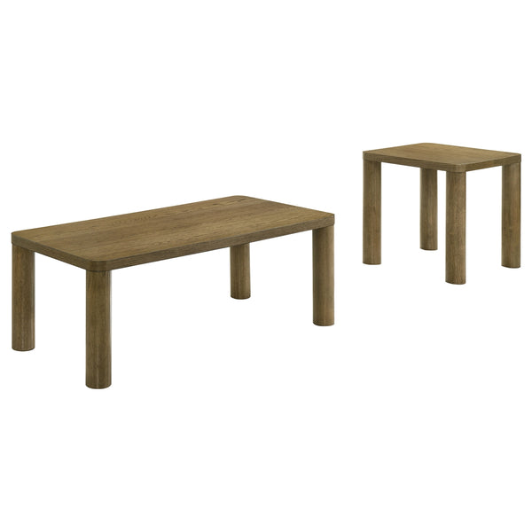 Coaster Castlewood 2-Piece Cocktail Coffee Table Set Brown Oak