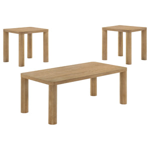 Coaster Castlewood 3-Piece Cocktail Coffee Table Set Washed Oak
