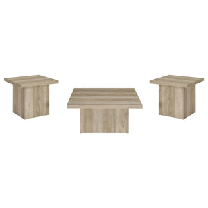 Coaster Devar 3-Piece Square Coffee End Table Set Distressed Pine