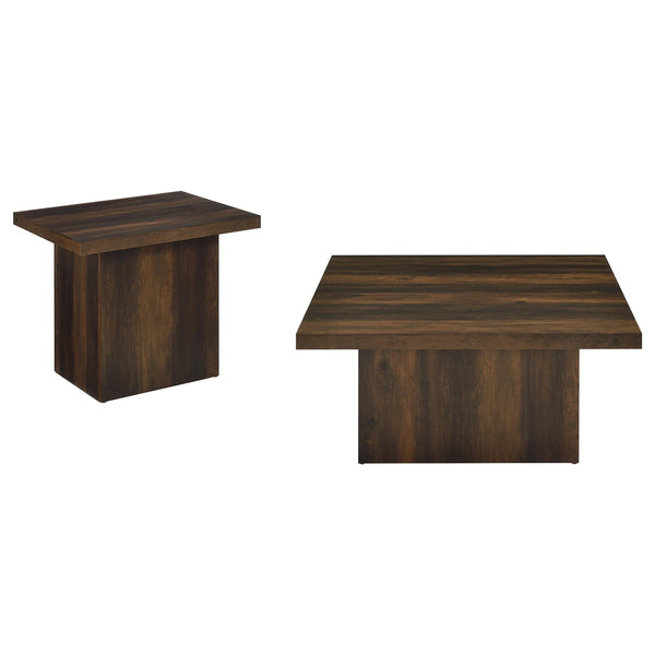 Coaster Devar 2-Piece Square Coffee & End Table Set Dark Pine