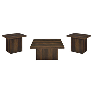 Coaster Devar 3-Piece Square Coffee & End Table Set Dark Pine