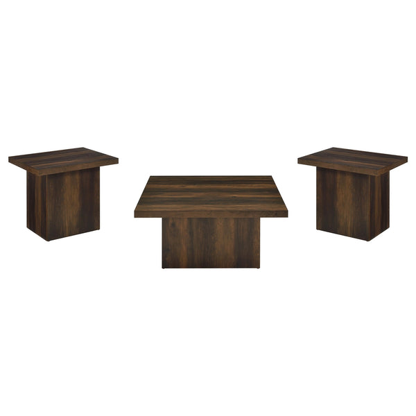 Coaster Devar 3-Piece Square Coffee & End Table Set Dark Pine