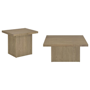 Coaster Devar 2-Piece Square Cocktail Coffee End Table Set Latte