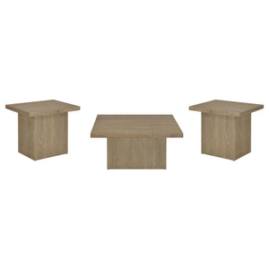 Coaster Devar 3-Piece Square Cocktail Coffee End Table Set Latte