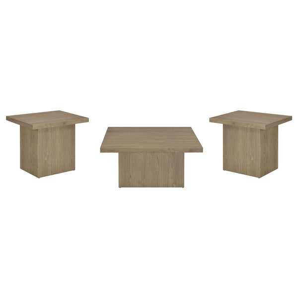 Coaster Devar 3-Piece Square Cocktail Coffee End Table Set Latte