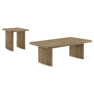 Coaster Adina 2-Piece Wood Coffee Table Set Distressed Light Brown