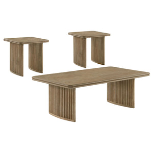 Coaster Adina 3-Piece Wood Coffee Table Set Distressed Light Brown