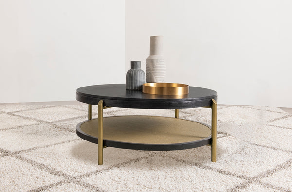 Coaster Arini Round Coffee Table With Storage Shelf Black