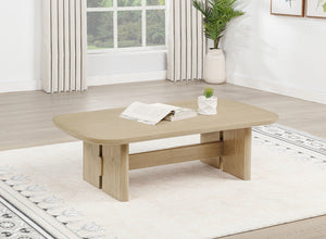 Coaster Kailani Coastal Rectangular Cocktail Coffee Table Beige Oak