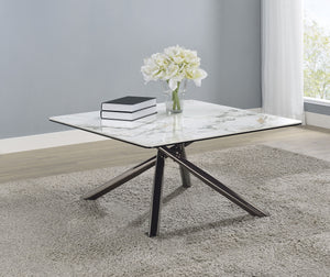 Coaster Carvell Square Sintered Stone Top Coffee Table Mirage White