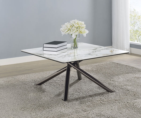 Coaster Carvell Square Sintered Stone Top Coffee Table Mirage White