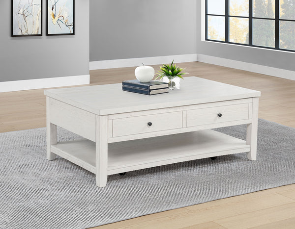 Coaster Payne 48-Inch Mobile Lift Top Coffee Table Distressed White