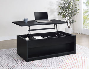 Coaster Knapp Lift Top Cocktail Coffee Table With Dual Drawers Black
